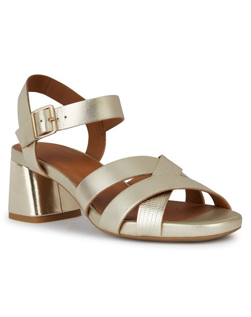 Sandales en Cuir Genziana doré pâle - Talon 6.5 cm