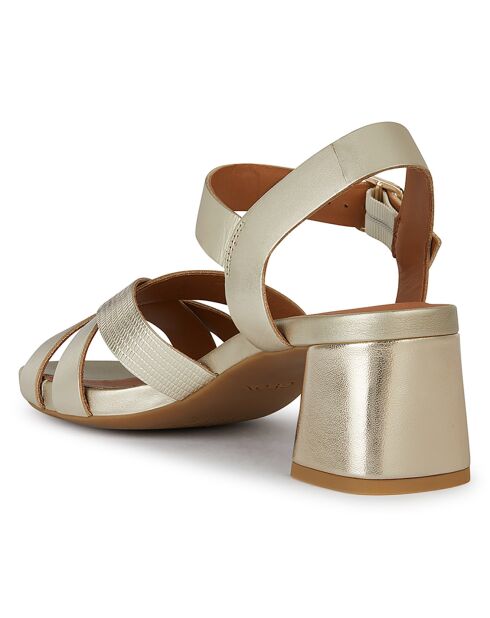 Sandales en Cuir Genziana doré pâle - Talon 6.5 cm