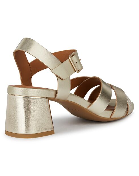 Sandales en Cuir Genziana doré pâle - Talon 6.5 cm