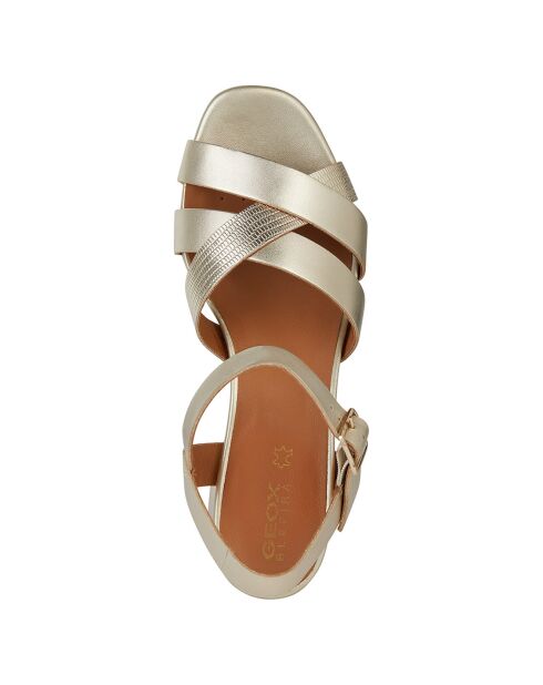 Sandales en Cuir Genziana doré pâle - Talon 6.5 cm