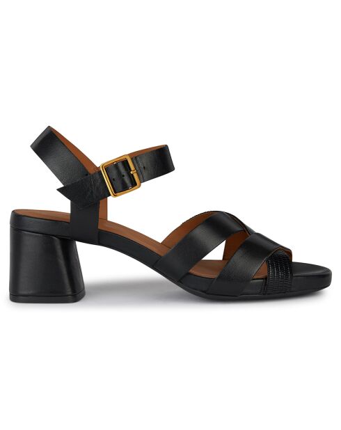 Sandales en Cuir Genziana noires - Talon 6.5 cm