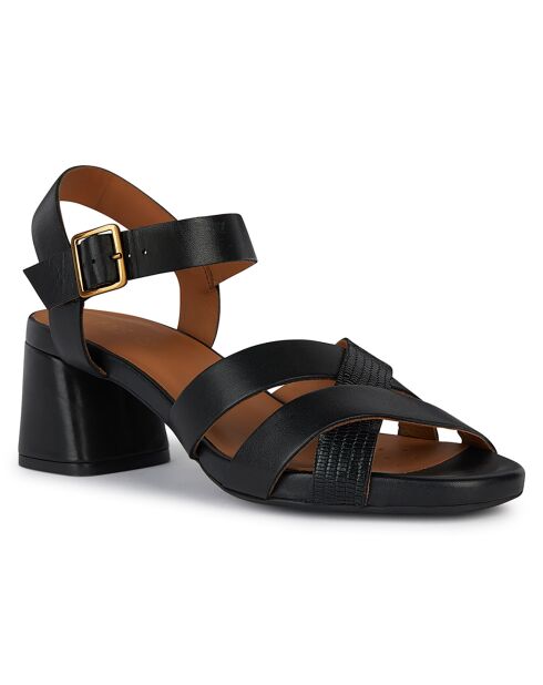 Sandales en Cuir Genziana noires - Talon 6.5 cm