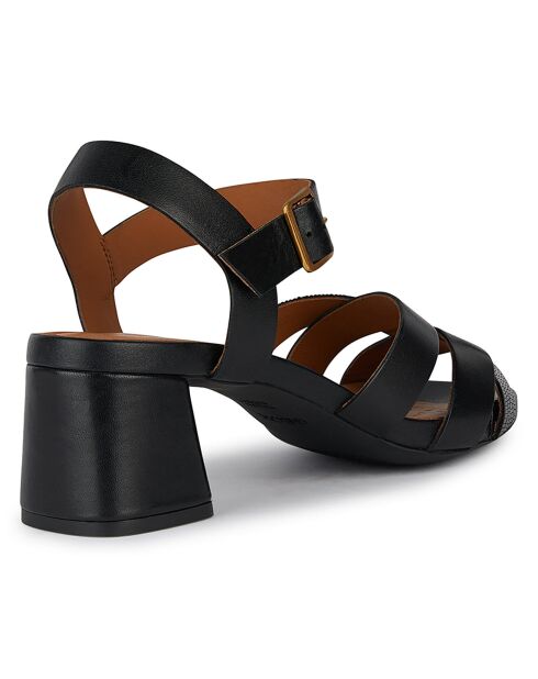 Sandales en Cuir Genziana noires - Talon 6.5 cm
