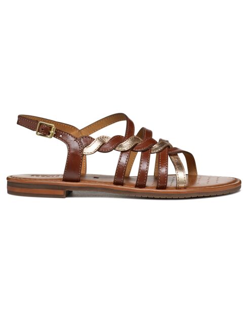 Sandales en Cuir Sozy marron/doré