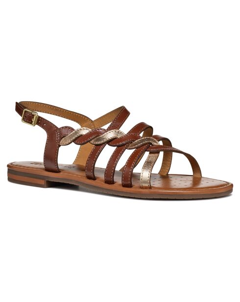 Sandales en Cuir Sozy marron/doré