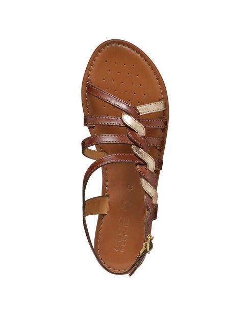 Sandales en Cuir Sozy marron/doré