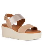 Sandales compensées en Cuir Xand chair foncé/doré - Talon 6 cm
