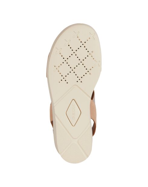 Keilsandalen aus dunkelgoldenem Sandfleisch-Leder - 6 cm Absatz