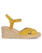 Espadrilles compensées en Cuir Gelsa jaune - Talon 6.5 cm