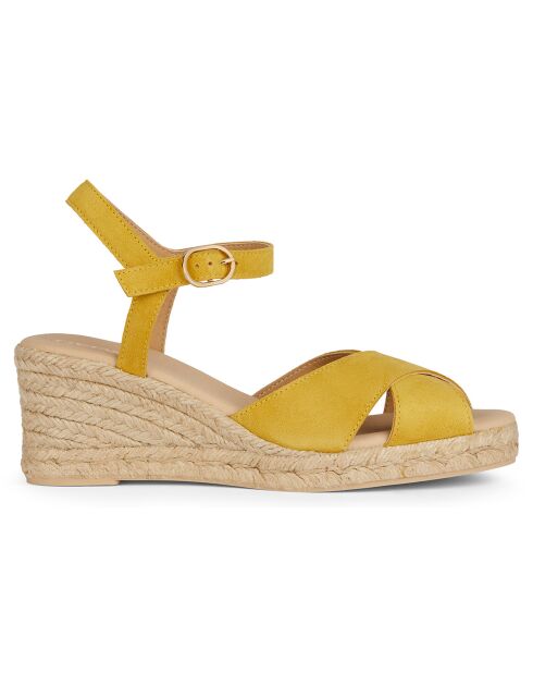 Gelbe Gelsa-Espadrilles mit Keilabsatz aus Leder — 6,5 cm Absatz