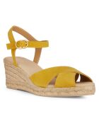 Espadrilles compensées en Cuir Gelsa jaune - Talon 6.5 cm