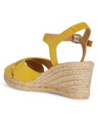 Espadrilles compensées en Cuir Gelsa jaune - Talon 6.5 cm
