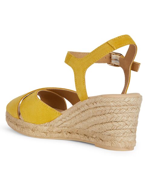 Gelbe Gelsa-Espadrilles mit Keilabsatz aus Leder — 6,5 cm Absatz