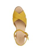 Espadrilles compensées en Cuir Gelsa jaune - Talon 6.5 cm