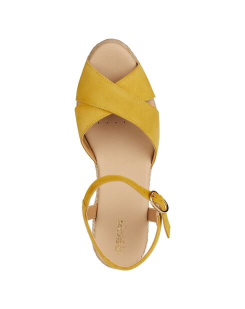 Espadrilles compensées en Cuir Gelsa jaune - Talon 6.5 cm
