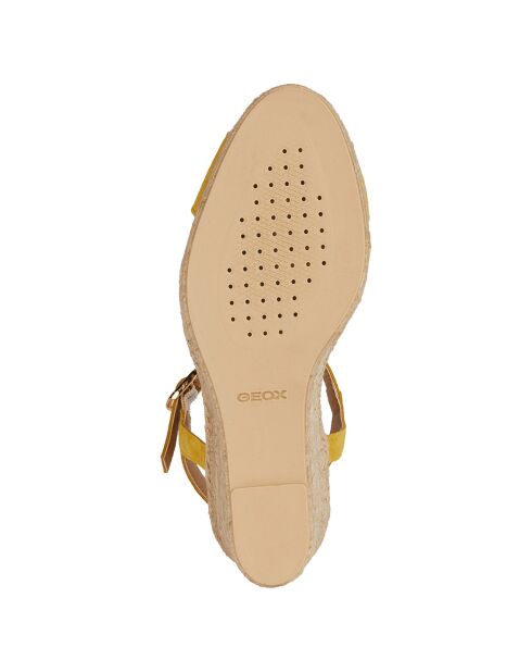 Gelbe Gelsa-Espadrilles mit Keilabsatz aus Leder — 6,5 cm Absatz