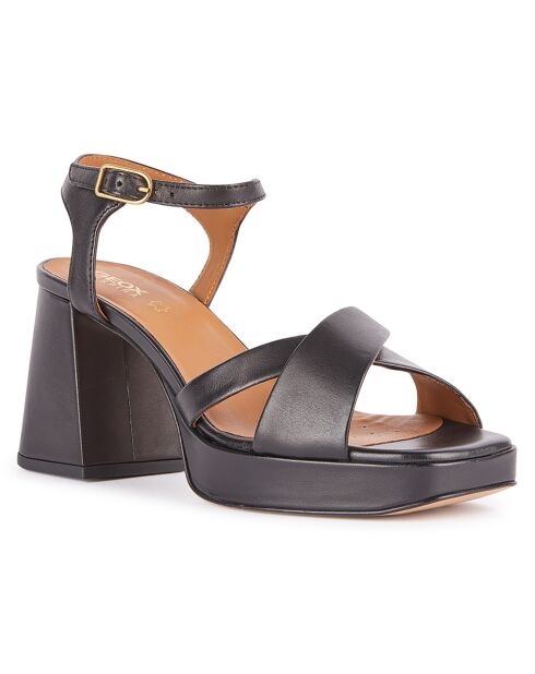 Schwarze Soledea-Ledersandalen — 8,5 cm Absatz