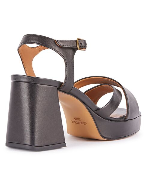 Sandales en Cuir Soledea noires - Talon 8.5 cm