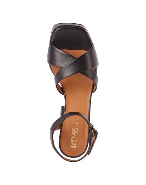 Schwarze Soledea-Ledersandalen — 8,5 cm Absatz