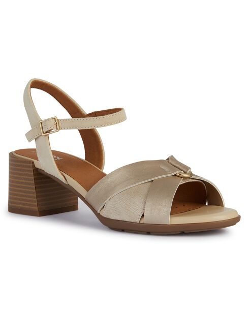 Nuevas sandalias de arena/oro claro - tacón de 6 cm