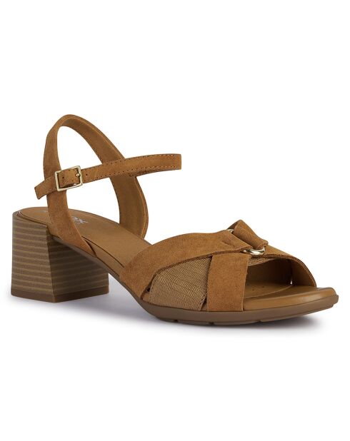 Nieuwe cognac leren sandalen - hak van 6 cm