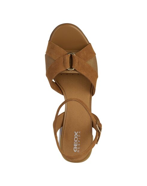 Nieuwe cognac leren sandalen - hak van 6 cm