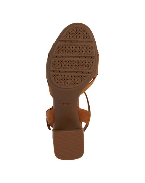 Nieuwe cognac leren sandalen - hak van 6 cm