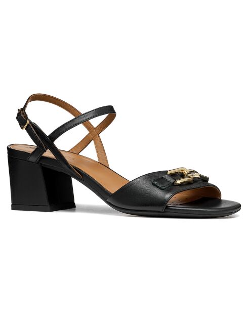 Neue schwarze Ledersandalen - 5 cm Absatz