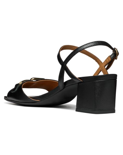 Neue schwarze Ledersandalen - 5 cm Absatz