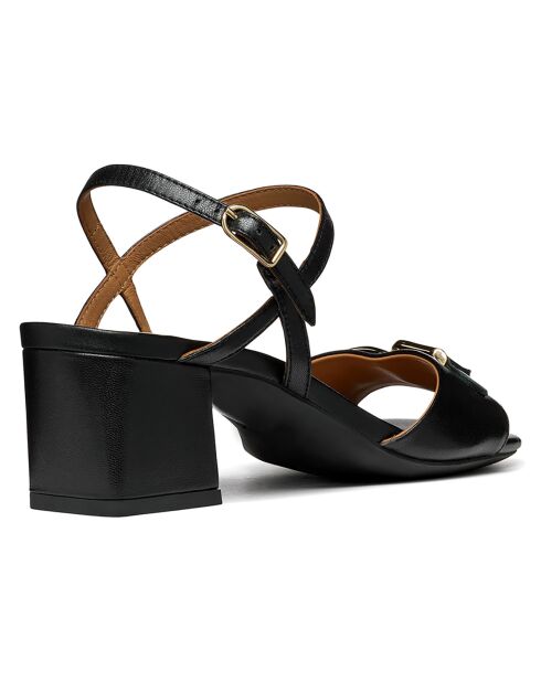 Neue schwarze Ledersandalen - 5 cm Absatz