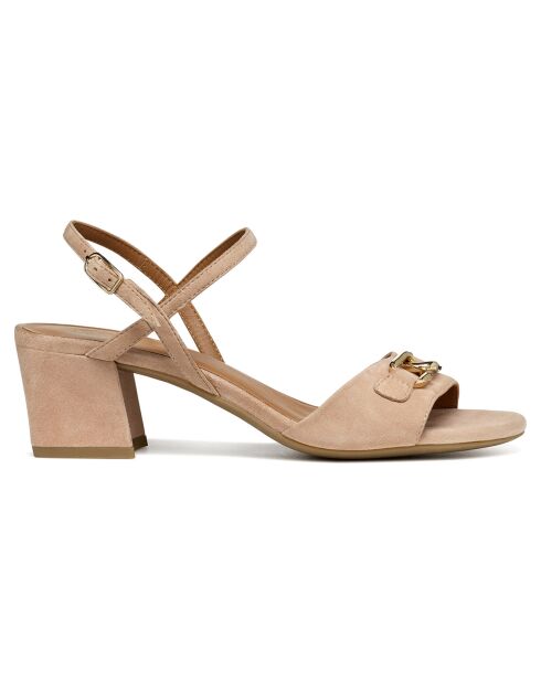 Neue nudefarbene Ledersandalen - 5 cm Absatz