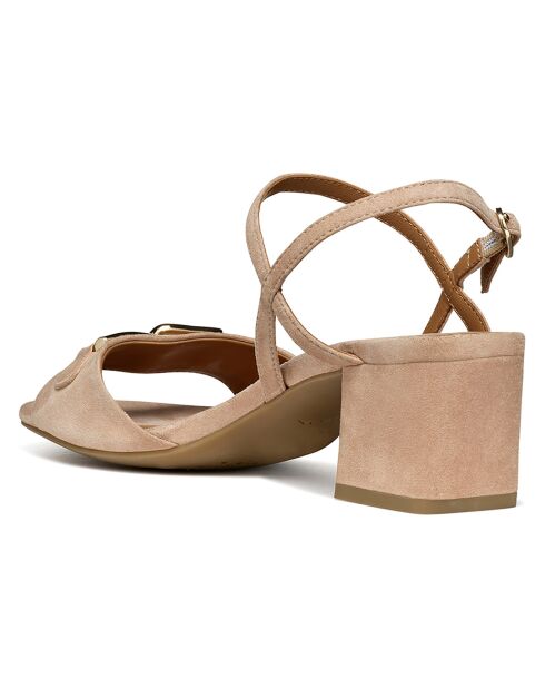 Neue nudefarbene Ledersandalen - 5 cm Absatz