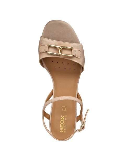 Neue nudefarbene Ledersandalen - 5 cm Absatz