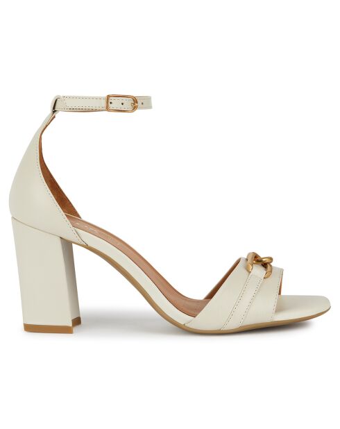 Neue Sandalen aus Leder in hellem Sand - Absatz 8 cm