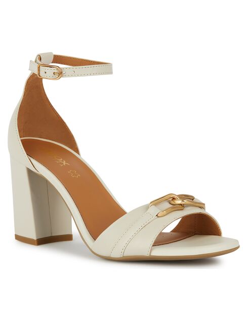 Neue Sandalen aus Leder in hellem Sand - Absatz 8 cm