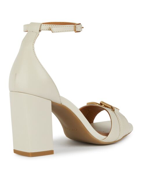 Neue Sandalen aus Leder in hellem Sand - Absatz 8 cm