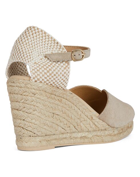 Espadrilles compensées en Velours de Cuir Gelsa taupe pâle - Talon 9.5 cm