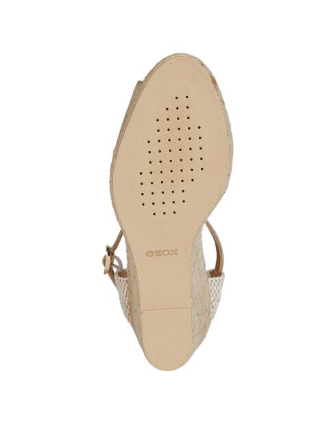 Gelsa espadrilles met sleehak van licht taupe leer met sleehak van 9,5 cm