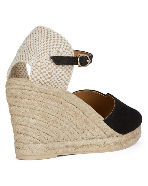 Gelsa espadrilles van zwart fluwelen leer met sleehak - hak 9,5 cm