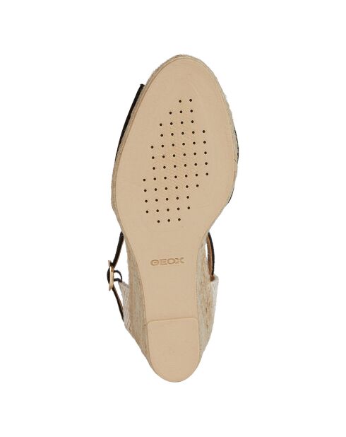 Espadrilles compensées en Velours de Cuir Gelsa noires - Talon 9.5 cm