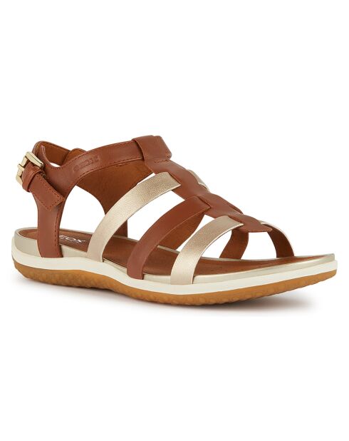 Sandales en Cuir Vega cognac/doré clair