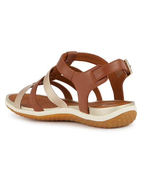Sandales en Cuir Vega cognac/doré clair