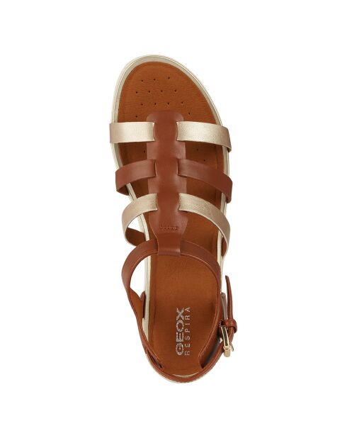 Sandales en Cuir Vega cognac/doré clair
