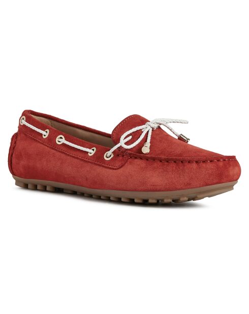 Mocassins en Velours de Cuir Leelyan rouge/blanc