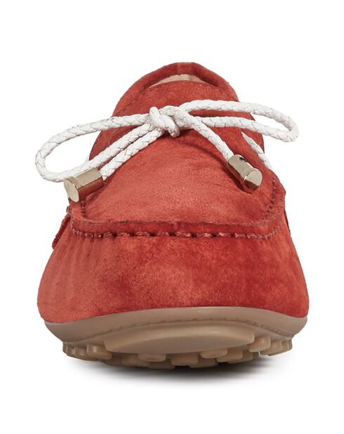 Mocassins en Velours de Cuir Leelyan rouge/blanc