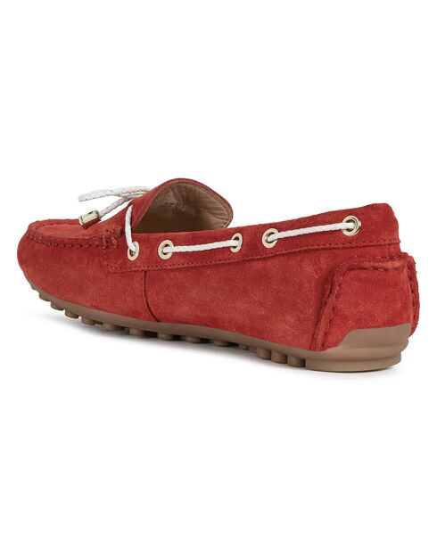 Mocassins en Velours de Cuir Leelyan rouge/blanc