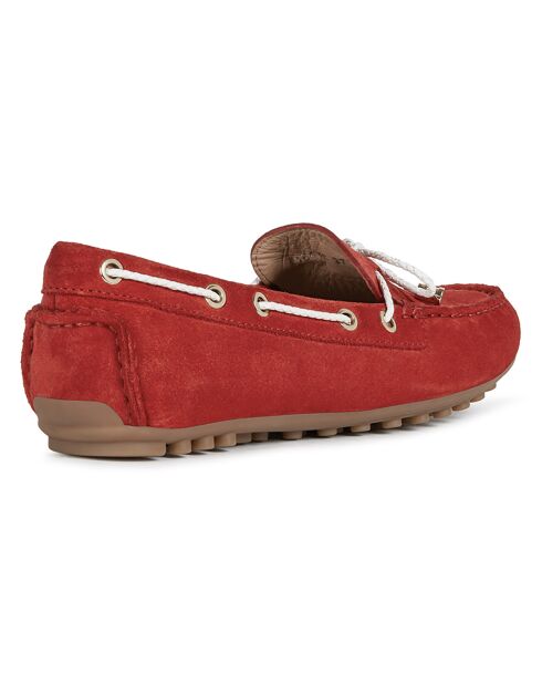 Mocassins en Velours de Cuir Leelyan rouge/blanc