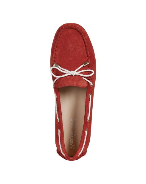 Mocassins en Velours de Cuir Leelyan rouge/blanc