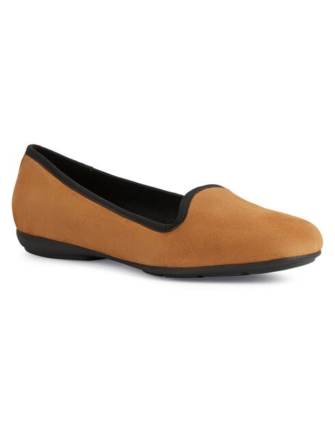 Ballerines en Velours de Cuir Annytah cognac