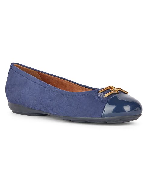 Ballerines en Velours de Cuir Annytah bleu marine